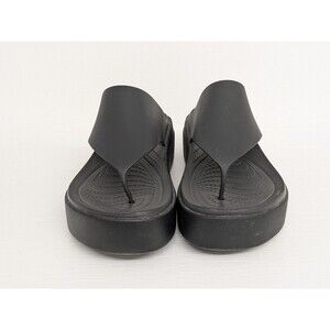Crocs LiteRide Brooklyn Flip Flops Black Platform Thong Sandals Size 9